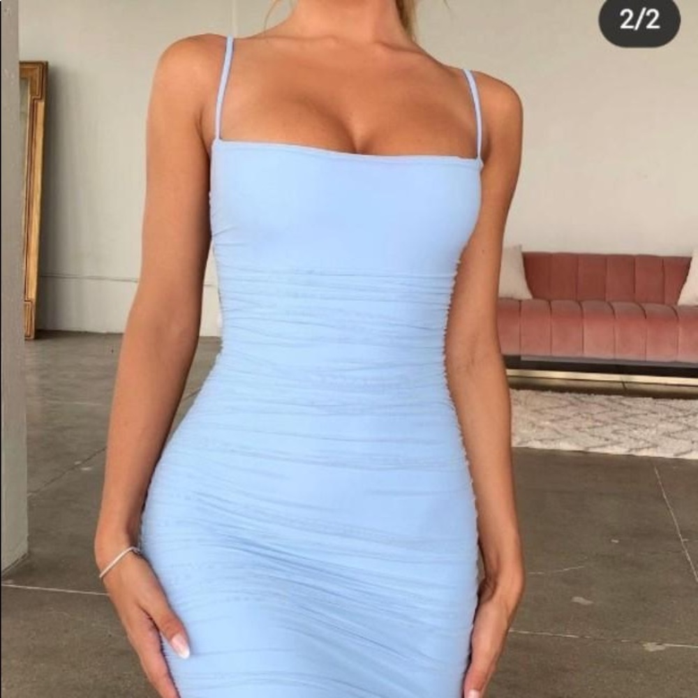 Oh Polly First Date Ruched Midi Bodycon Dress